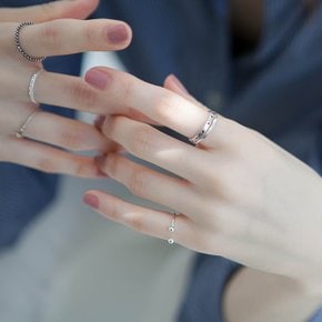 R0341 블랙 엔틱 마름모 실버 반지