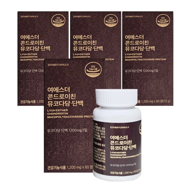 여에스더 콘드로이친 뮤코다당단백 60정 4통 소 연골 관절 건강 효소