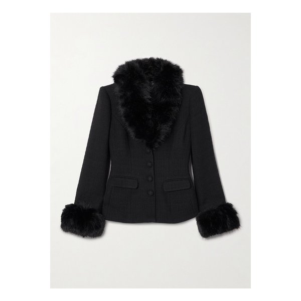 플러시 트리밍 부클레 트위드 재킷 블랙 46376663162915068