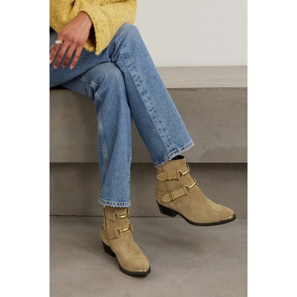 잘야 버클 스터드 스웨이드 앵클 부츠 토프 46376663162986470