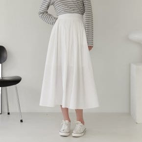 SHIRRING LONG SKIRT_WHITE