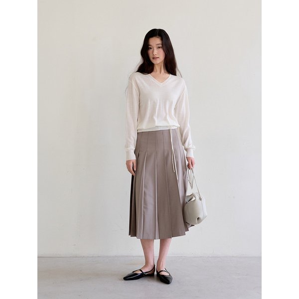 Classic Pleated Midi Skirt_4 Color