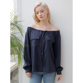 STRING OFF SHOULDER BLOUSE_NAVY