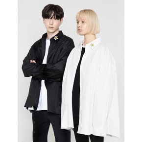 [UNISEX]카라넥 플라워도트 자수 오버핏 셔츠_2color