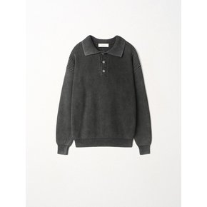 Pigment Dyed Collar Knit_Black