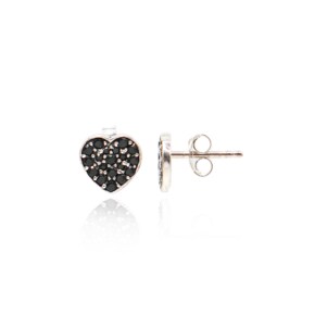 Spinel Pave Heart Silver Earring Ie313 [Silver]