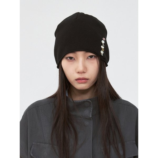 커넥션 버튼 롤 비니 [black]