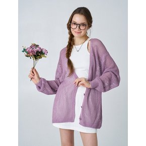 Summer Linen Mesh Cardigan_Lvenda Pink