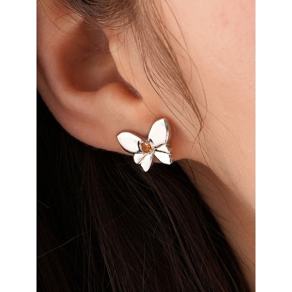 925silver Love flutter earring 천연 시트린 나비 귀걸이