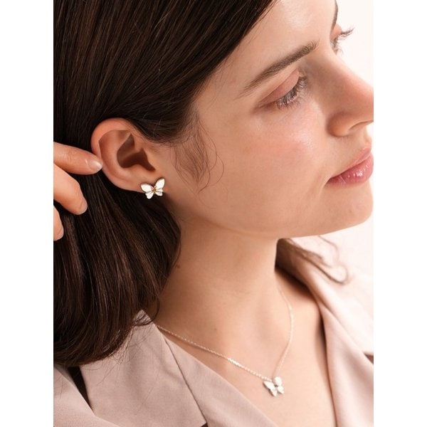 925silver Love flutter earring 천연 시트린 나비 귀걸이