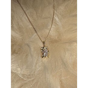 14k crumble square cubic necklace