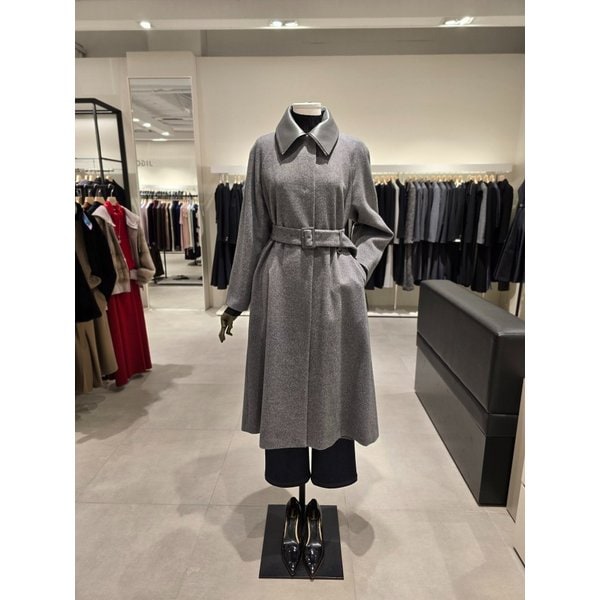 [파주점] 레더 칼라 울 캐시미어 롱 코트 JPAA0CT049