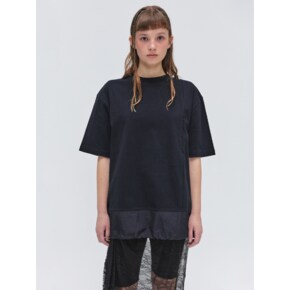 Wooven Layered Pocket T-shirt - Black