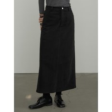 SUEDE LONG SKIRT_BLACK