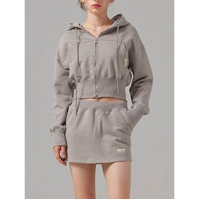 Grey Essential Crop Hood Zip-Up