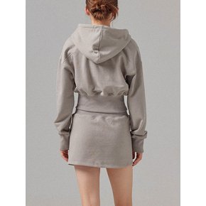 Grey Essential Crop Hood Zip-Up