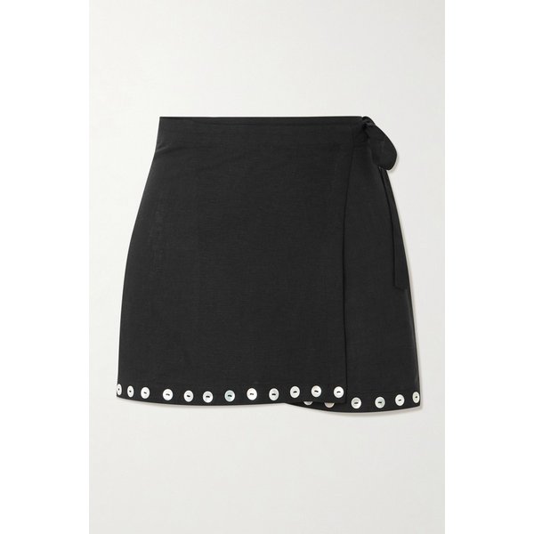 스타우드 잔드라 버튼 디테일 리넨 블렌드 미니 랩 스커트 46376663162985429