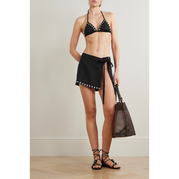 스타우드 잔드라 버튼 디테일 리넨 블렌드 미니 랩 스커트 46376663162985429