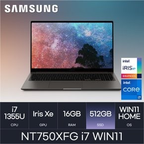 삼성전자 갤럭시북3 NT750XFG i7 WIN11 (WIN11HOME/SSD 512GB/RAM 16GB) HMC