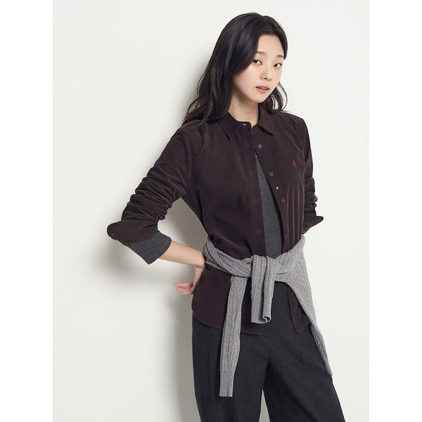 코듀로이 슬림핏 셔츠  브라운 (BF5964C05D)