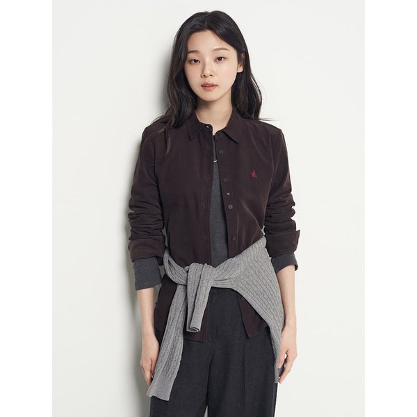 코듀로이 슬림핏 셔츠  브라운 (BF5964C05D)