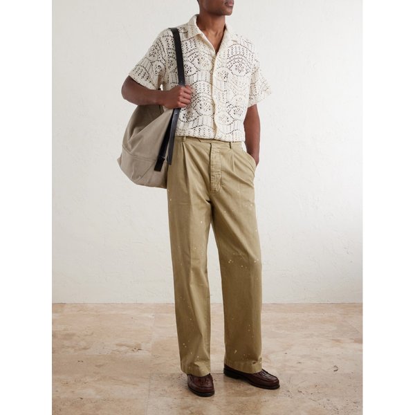 포르투기스 플란넬 캠프 칼라 크로셰 코튼 블렌드 셔츠 46376663163010599