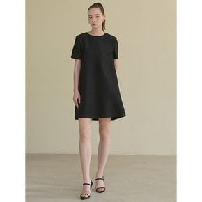 Mikado Silk A-line Half sleeve Dress Black