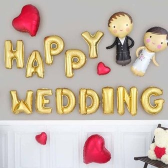 텐바이텐 웨딩파티 장식세트 [신랑신부 happy wedding 하트 골드]_(12057638)