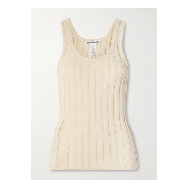 디스트레스 골지  코튼 혼방 탱크 아이보리 1647597355986723