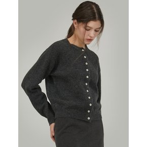 라운드 Wool 니트 가디건_Charcoal
