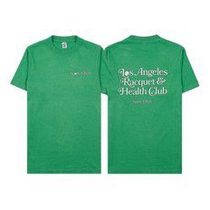 LA RACQUET CLUB T SHIRT VERDE WHITE 공용 로고 코튼 반팔 티셔츠