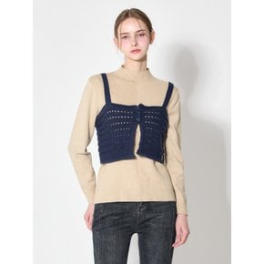 [르샵(LeShop)]크로쉐 레이어드 크롭 니트 조끼 (택가격 39000원)
