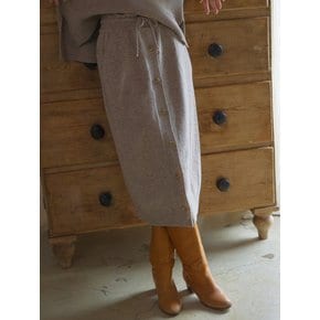 Button wool midi knit skirt