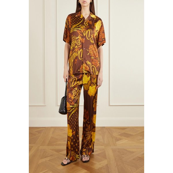 돈데 에스테반 베라네라 프린트 새틴 와이드 팬츠 46376663162977362