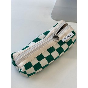 round pencilcase _ Checkerboard green