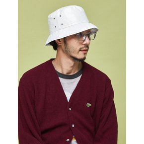 (Double Eyelet) Bucket Hat - White