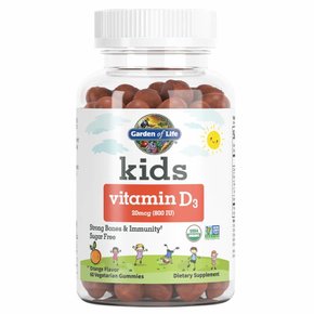 [해외직구]가든오브라이프 키즈 비타민D3 오렌지맛 800IU 60구미/ Garden of Life Vitamin D3 Kids Orange Flavor