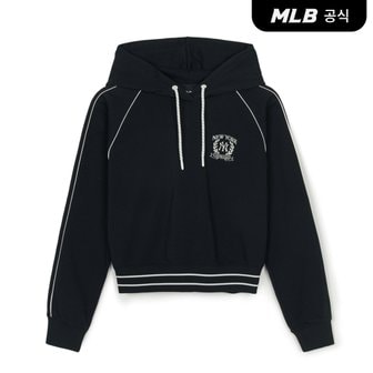 MLB [코리아공식] 여성 스포티브 바시티 밴딩 크롭 후드티 NY (Black)