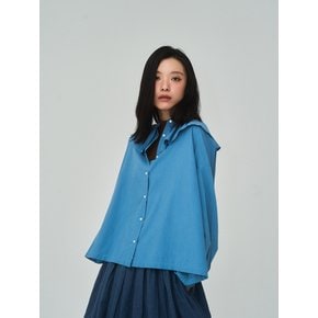 Big Frill Collar Blue Blouse