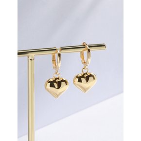 14K 플럼 통통하트 링 귀걸이- M