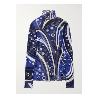 에밀리오푸치 프린트 튤 터틀넥 탑 네이비 1647597353542031