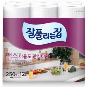 잘풀리는집 맥스 다용도 안심타올 250매 (12롤)