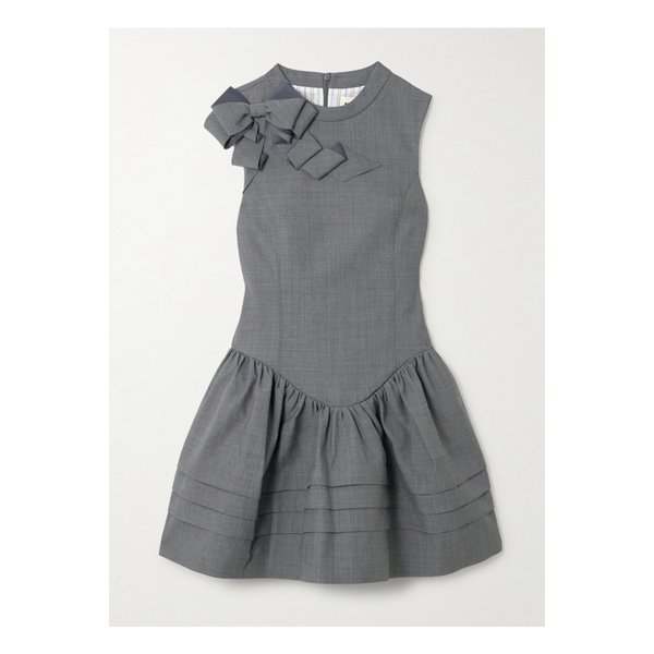 보우 디테일 개더 트윌 미니 드레스 그레이 46376663162889000