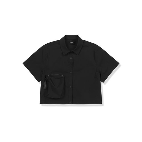 [본사공식] 여성 포켓 스트링 크롭 셔츠 (블랙)_5K41512