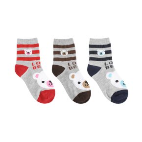 아동중목 기본 일반면 양말 러브베어 (그레이) 3~5호(5~10세) 색상혼합 랜덤1