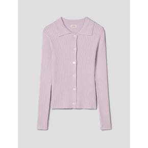 [정상가139,000원] Recyclepoly Ribbed Collar Cardigan  lavender pink (WE325AC32T)