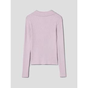 [정상가139,000원] Recyclepoly Ribbed Collar Cardigan  lavender pink (WE325AC32T)