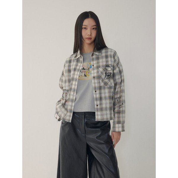 [리오더, BASQUIAT] 시어 체크 셔츠_베이지 71162603C1