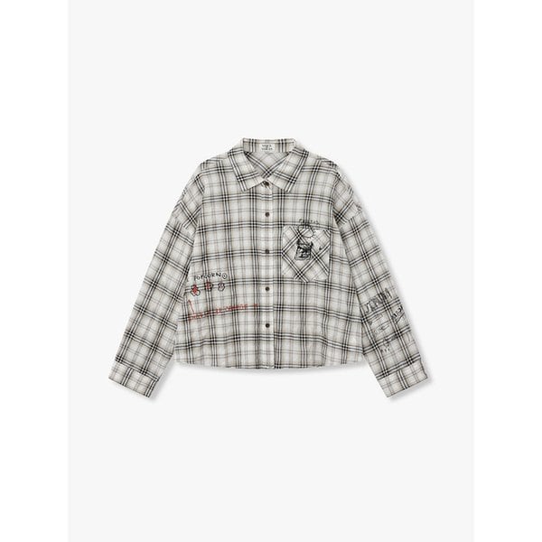 [리오더, BASQUIAT] 시어 체크 셔츠_베이지 71162603C1