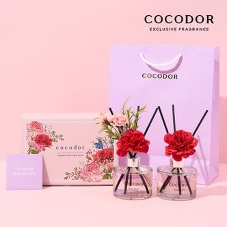 코코도르 2024 코코도르 카네이션 디퓨저 200ml 2개입 선물세트 + 라벤더 쇼핑백